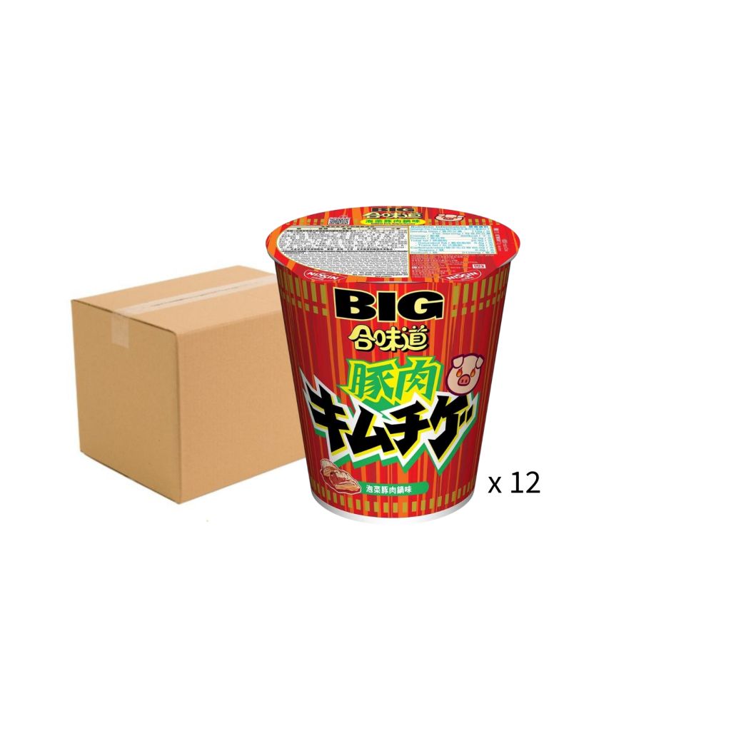 日清合味道泡菜豚肉鍋味大杯麵112g -原箱12杯
