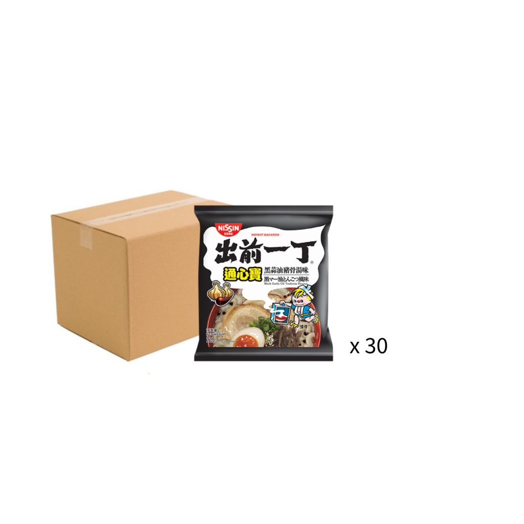 出前一丁黑蒜油豬骨湯味通心寶80g - 原箱30包