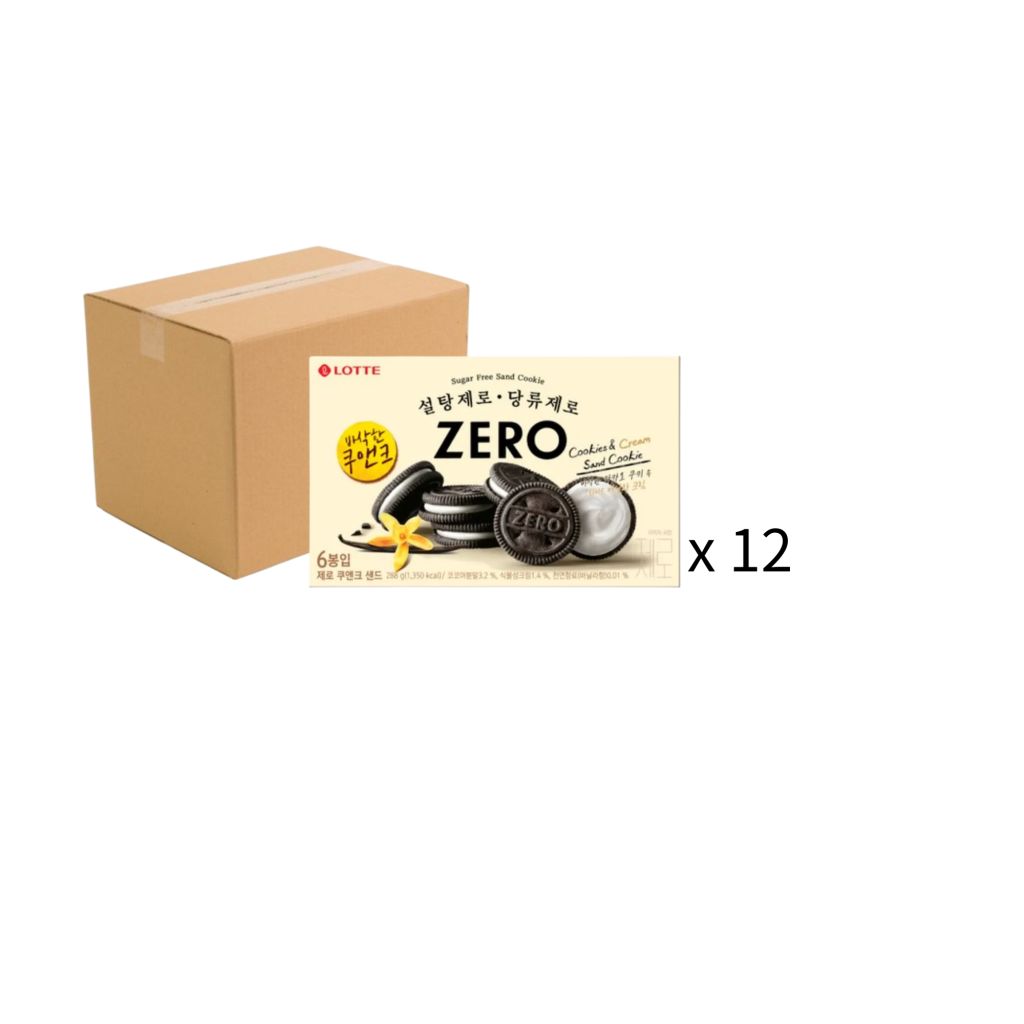 樂天 Zero 無糖曲奇忌廉夾心餅 288g 原箱12盒