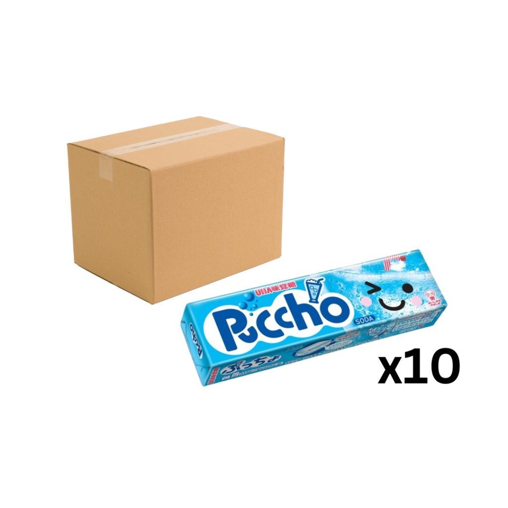 UHA 味覺糖 Puccho 條裝果粒軟糖-梳打味50g-原箱10條