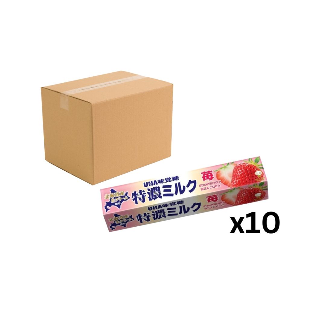 UHA 味覺糖 特濃牛奶條裝糖-草莓味37g - 原箱10條