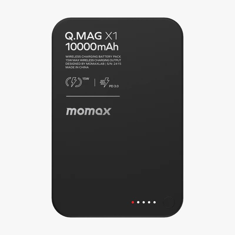 Momax Q.Mag X1 10000mAh 超薄磁吸流動電源-黑 CCC 認證