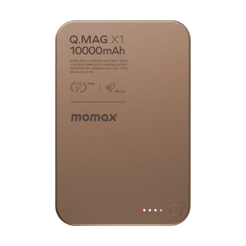 Momax Q.Mag X1 10000mAh 超薄磁吸流動電源-沙漠金 CCC 認證