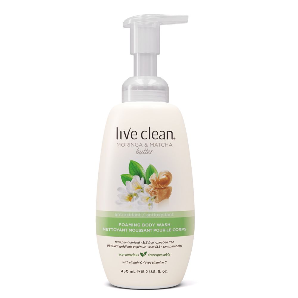 Live Clean 泡沫滋潤浴露-辣木及抹茶 450ml